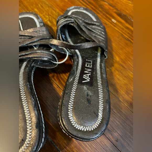 Van Eli Bronze Leather Strappy Wedge Sandals Size 8.5 M - Picture 10 of 12